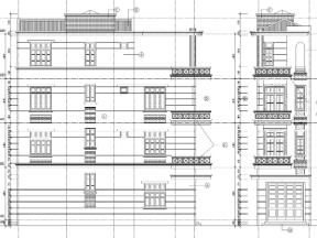 Bản vẽ kiến trúc nhà ống 2 mặt tiền thiết kế 4 tầng 4x13m