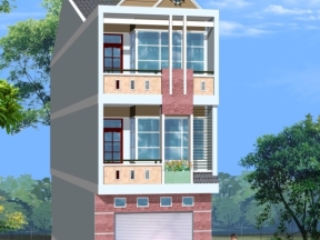 Bản vẽ thiết kế Nhà dân 3 tầng mái ngói kích thước 5x18m