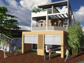 File thiết kế nhà ở phố 3 tầng mái bằng full kt+kc+đn và video lumion