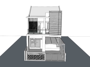 Model sketchup mẫu nhà phố 2 tầng 7x18m