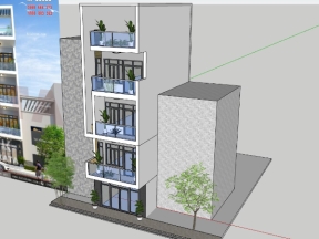 Model su bản vẽ mẫu nhà phố 3 tầng 7.5x21m