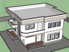 Nhà ở phố 2 tầng 10x11m model sketchup