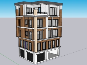 Nhà phố 5 tầng dựng model sketchup 10x9m