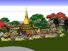 Thiết kế chùa thái lan đẹp model sketchup
