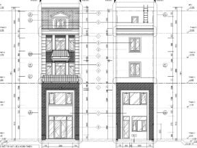 Thiết kế nhà lô phố 5 tầng 5x14m mặt tiền kiến trúc tân cổ điển bao gồm tính toán điện nước