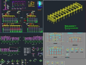 Bộ sưu tập 10 bản vẽ AutoCAD nhà xưởng công nghiệp được tích hợp đầy đủ các bản vẽ chi tiết hạng mục kết cấu an toàn