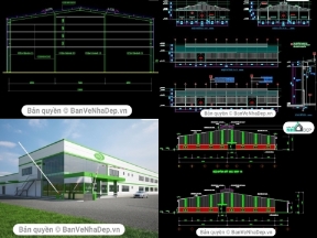 Bộ sưu tập 10 mẫu nhà xưởng công nghiệp có đầy đủ bản vẽ chi tiết kết cấu