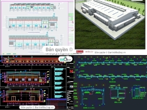 Bộ sưu tập 13 bản vẽ AutoCAD nhà xưởng công nghiệp đầy đủ kiến trúc kết cấu, phù hợp để mọi người lưu lại tham khảo