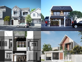 Bộ sưu tập 13 model sketchup thiết kế nhà phố 2 tầng hot nhất 2020