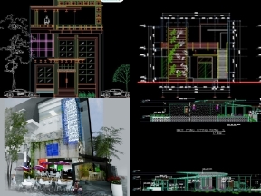Bộ sưu tập 4 bản vẽ AutoCAD cửa hàng, quán cafe có đầy đủ kiến trúc và kết cấu