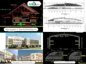 Bộ sưu tập 4 bản vẽ AutoCAD nhà hàng có đầy đủ các bản vẽ kiến trúc và kết cấu, rất thích hợp để các bạn lưu lại tham khảo