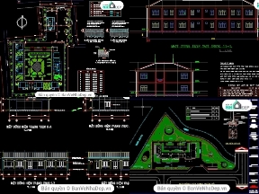 Bộ sưu tập 4 bản vẽ Autocad trường mầm non miễn phí