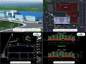 Bộ sưu tập 5 bản vẽ Autocad nhà xưởng công nghiệp có lượt xem nhiều