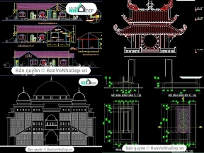 Bộ sưu tập 5 Bản vẽ full Kiến Trúc nhà thờ, đình chùa miễn phí 2020