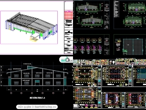 Bộ sưu tập 5 File AutoCAD nhà Xưởng công nghiệp cực kì chất lượng với đầy đủ các bản vẽ hạng mục kết cấu