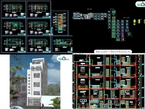 Bộ sưu tập 5 mẫu bản vẽ CAD nhà phố 5.5 tầng với chi tiết hạng mục thiết kế