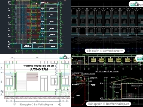 Bộ sưu tập 6 bản vẽ Cad trường trung học cơ cở hot 2020