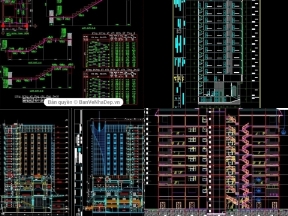 Bộ sưu tập 6 mẫu bản vẽ thiết kế khác sạn cao tầng đầy đủ kiến trúc, kết cấu