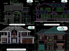 Bộ sưu tập 6 mẫu nhà Biệt thự 2 tầng mái thái cực kì đầy đủ và chi tiết, được chia sẻ miễn phí cho bạn đọc tham khảo