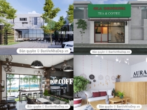 Bộ sưu tập 6 mô hình phối cảnh nội thất và ngoại thất của cửa hàng quán cafe trên Model Sketchup