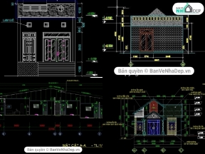 Bộ sưu tập 7 Bản Vẽ Full Kiến Trúc, Kết Cấu, Điện Nước Nhà Phố 1 Tầng