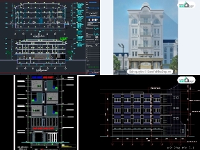 Bộ sưu tập 7 mẫu bản vẽ thiết kế khách sạn thấp tầng đa dạng gồm kiến trúc, kết cấu
