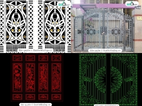 Bộ sưu tập 8 mẫu bản vẽ autocad thiết kế cổng hiện đại cắt CNC giảm giá 10%