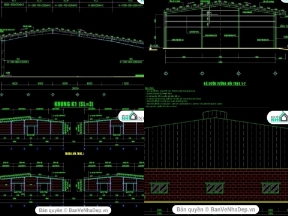 Bộ sưu tập 9 mẫu nhà xưởng công nghiệp được xây dựng trên phần mềm AutoCAD có đầy đủ các bản vẽ hạng mục kế cấu