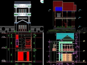 Bộ sưu tập 9 mẫu thiết kế nhà phố 2 tầng hiện đại file cad miễn phí
