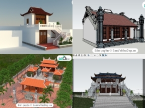 Bộ sưu tập Bộ 4 File Sketchup nhà thờ họ giá tham khảo