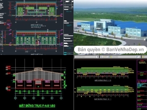 Bộ sưu tập Bộ 5 mẫu nhà xưởng công nghiệp có kiến trúc và kết cấu theo tiêu chuẩn