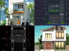 Bộ sưu tập Bộ 5 mẫu thiết kế nhà phố 2 tầng đầy đủ hạng mục kiến trúc, kết cấu, điện nước