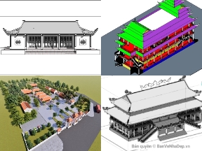 Bộ sưu tập Bộ 6 Bản vẽ Revit nhà thờ, đình chùa chi tiết