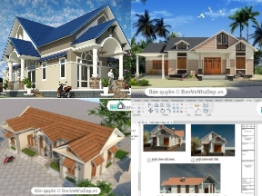 Bộ sưu tập Bộ 7 Bản Vẽ Full Hạng Mục Kiến Trúc Biệt Thự 1 Tầng Bán Chạy Nhất 2020