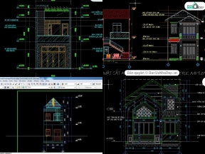 Bộ sưu tập Bộ 8 mẫu bản vẽ autocad thiết kế nhà phố 2 tầng chỉ với 153k