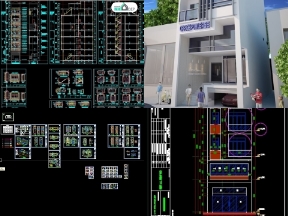 Bộ sưu tập File autocad thiết kế nhà phố cao tầng (4.5 tầng, 5 tầng, 6 tầng,...) full kiến trúc + kết cấu