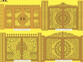 Bộ sưu tập File cad thiết kế 7 mẫu thiết kế cổng trống đồng CNC tuyệt đẹp đa dạng