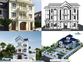 Bộ sưu tập Hồ sơ bản vẽ AUTOCAD 9 Mẫu Biệt thự 3 tầng phong cách tân cổ điển