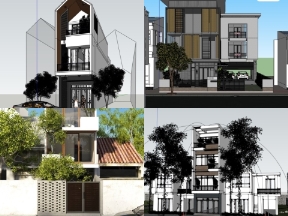 Bộ sưu tập Sketchup 7 mẫu thiết kế nhà phố hiện đại siêu hot
