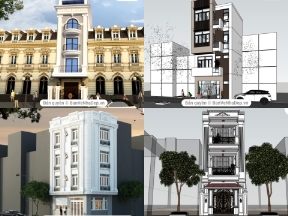Bộ sưu tập Sketchup bộ 8 mẫu ngoại thất thiết kế nhà lô phố hiện đại