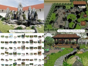 Bộ sưu tập Sketchup tổng hợp mẫu thiết kế cảnh quan sân vườn đẹp