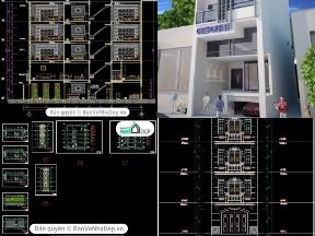 Bộ sưu tập Tổng hợp 26 bộ bản vẽ Autocad nhà phố 5 tầng chi tiết hạng mục