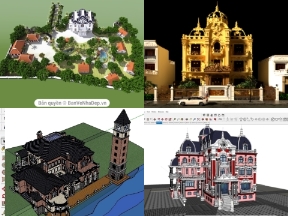 Bộ sưu tập Tổng hợp 4 mẫu lâu đài dinh thự dựng bằng sketchup mà ai cũng muốn sở hữu