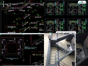 Bộ sưu tập Tổng hợp 8 bản vẽ AutoCAD cầu thang thoát hiểm cực kì đầy đủ và chi tiết hạng mục kết cấu