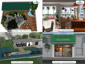 Bộ sưu tập Tổng hợp 8 mẫu Sketchup cửa hàng, quán cafe đáng tham khảo nhất về hạng mục kiến trúc