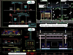 Bộ sưu tập Tuyển tập bộ 4 file AutoCAD cửa hàng xăng dầu có đầy đủ bản vẽ kiến trúc, kết cấu