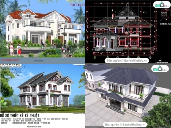 10 bản vẽ AutoCAD nhà phố 2 tầng mái thái có đầy đủ kiến trúc, kết cấu, MEP được bạn đọc tham khảo nhiều