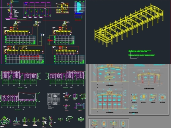 10 bản vẽ AutoCAD nhà xưởng công nghiệp được tích hợp đầy đủ các bản vẽ chi tiết hạng mục kết cấu an toàn