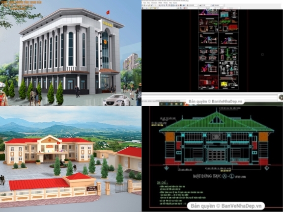 10 bản vẽ Autocad ủy ban nhân dân mới thi công