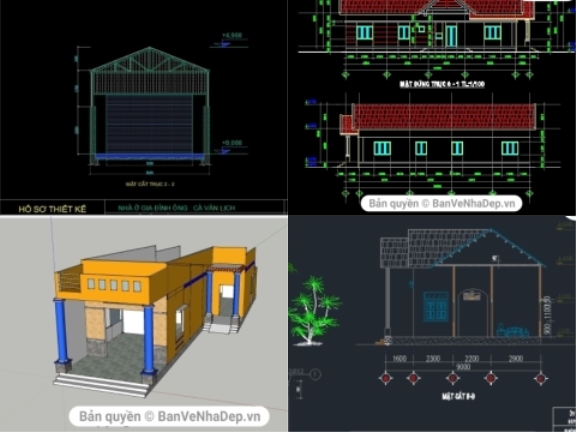 12 Bản Vẽ AUTOCAD Nhà Phố 1 Tầng Đơn Giản Đáng Xem 2020